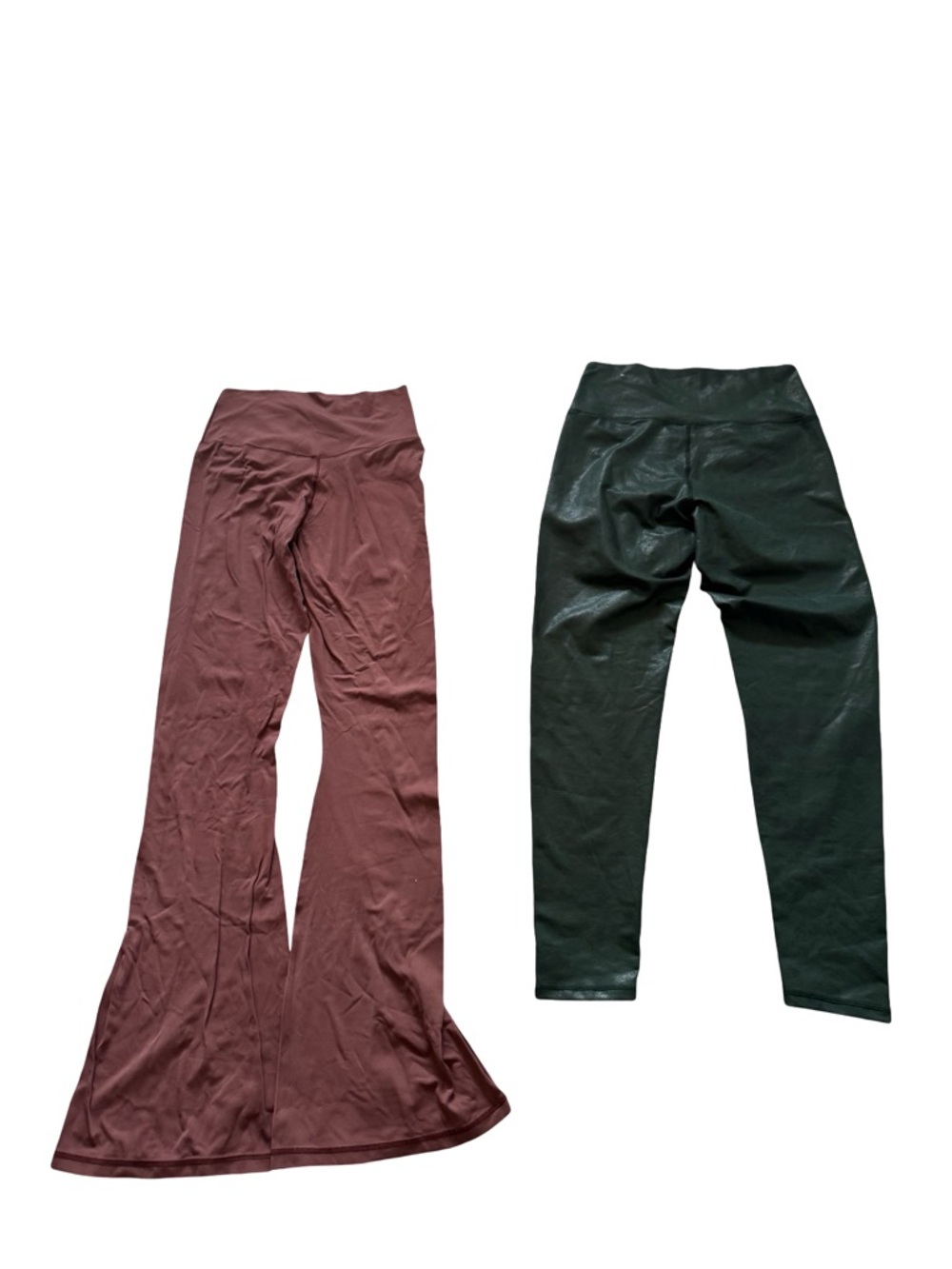 Lot of 2 Aerie high-waisted crossover flare Green Shiny Crossover Leggings - Picture 10 of 11